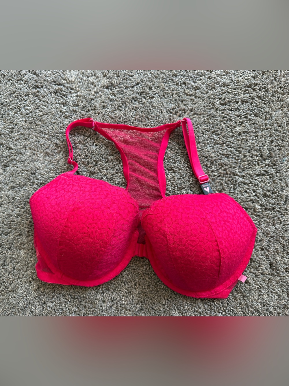 NWT Victoria’s Secret bright pink front close racerback bra 36DD